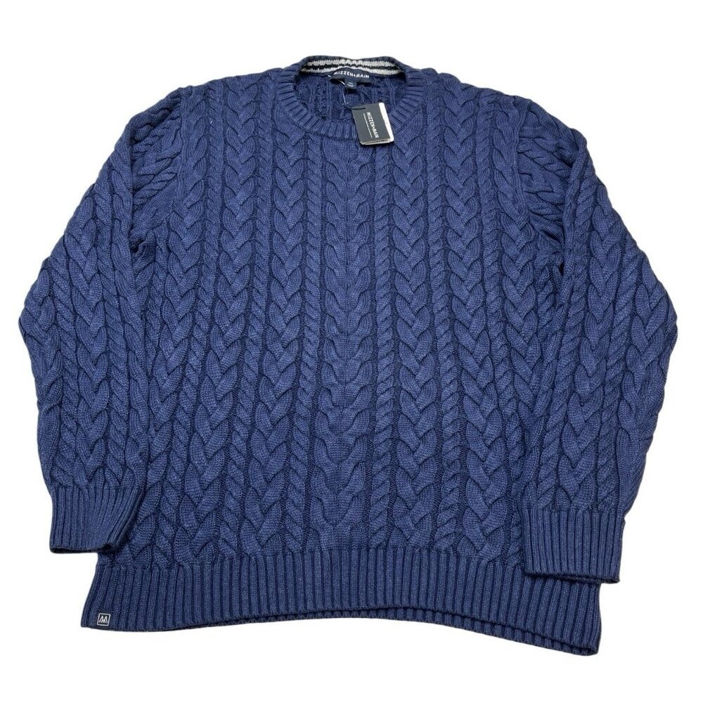 Mizzen Main Sweater Blue Redford Cable Heavy Knit Size XXL Preppy Old Money
